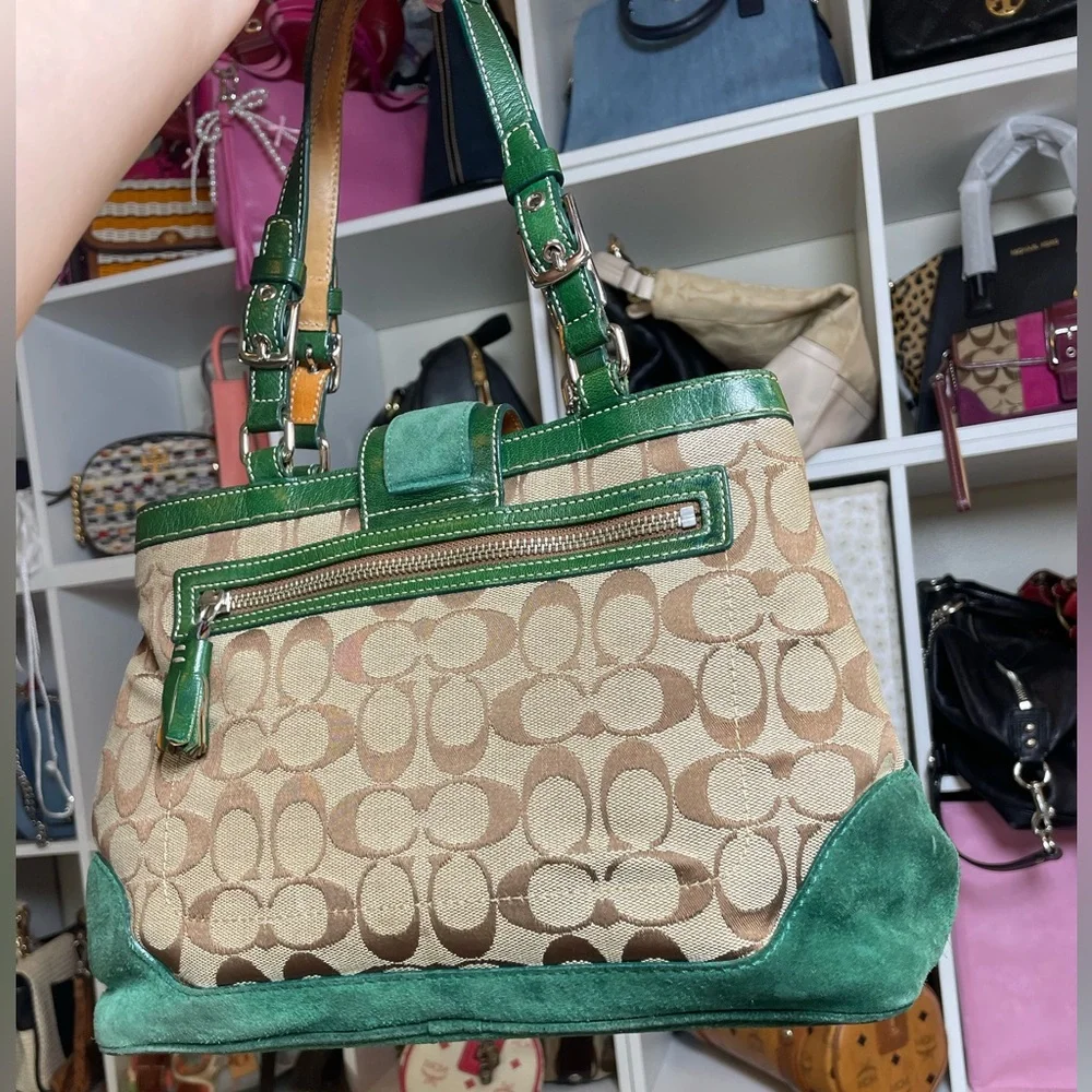 Coach Vintage Hamptons Signature Suede Stripe Satchel - Picture 7 of 17